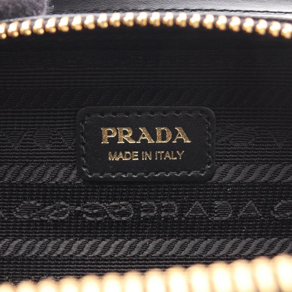 Prada Saffiano Triangle Clutch Shoulder Bag Leather Black - Picture 3 of 4